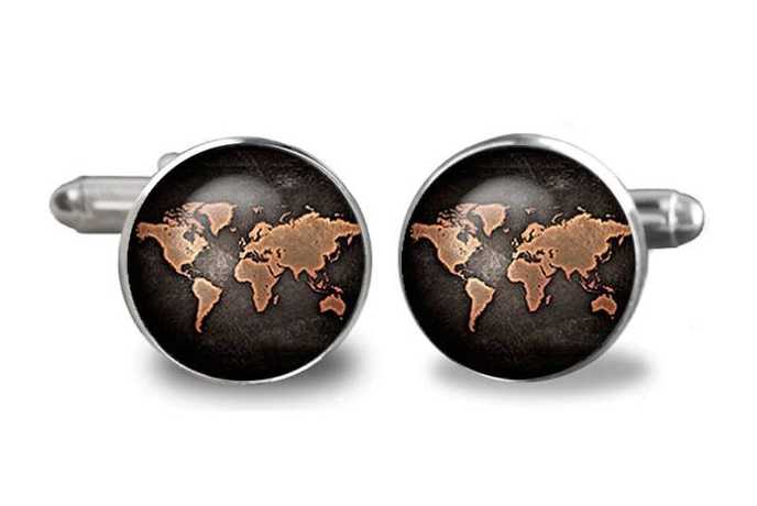Globe World Map Cufflinks