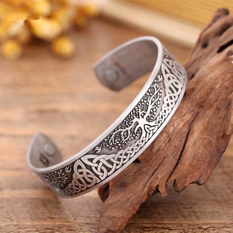 Tree Engraved Viking Cuff Bangle